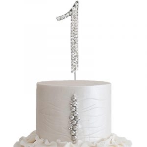 GLITTER NUMBER CANDLES Sparkly SILVER Cake Topper PICK DECORATION Sugarcraft 