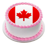 Round Canada Flag Edible Image Frosting Sheet