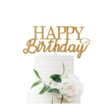 Happy Birthday Cake Topper - Glitter Gold