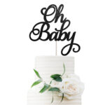 Oh Baby Cake Topper - Black Glitter