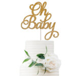 Oh Baby Cake Topper - Gold Glitter