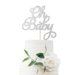 Oh Baby Cake Topper - Silver Glitter