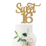 Sweet 16 Cake Topper - GOLD Glitter