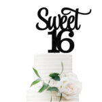 Sweet 16 Cake Topper - BLACK Glitter