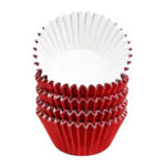 Red Mini Foil Cupcake Liners - 60pcs Pack.