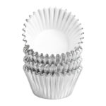 Sliver Mini Foil Cupcake Liners - 60pcs Pack.